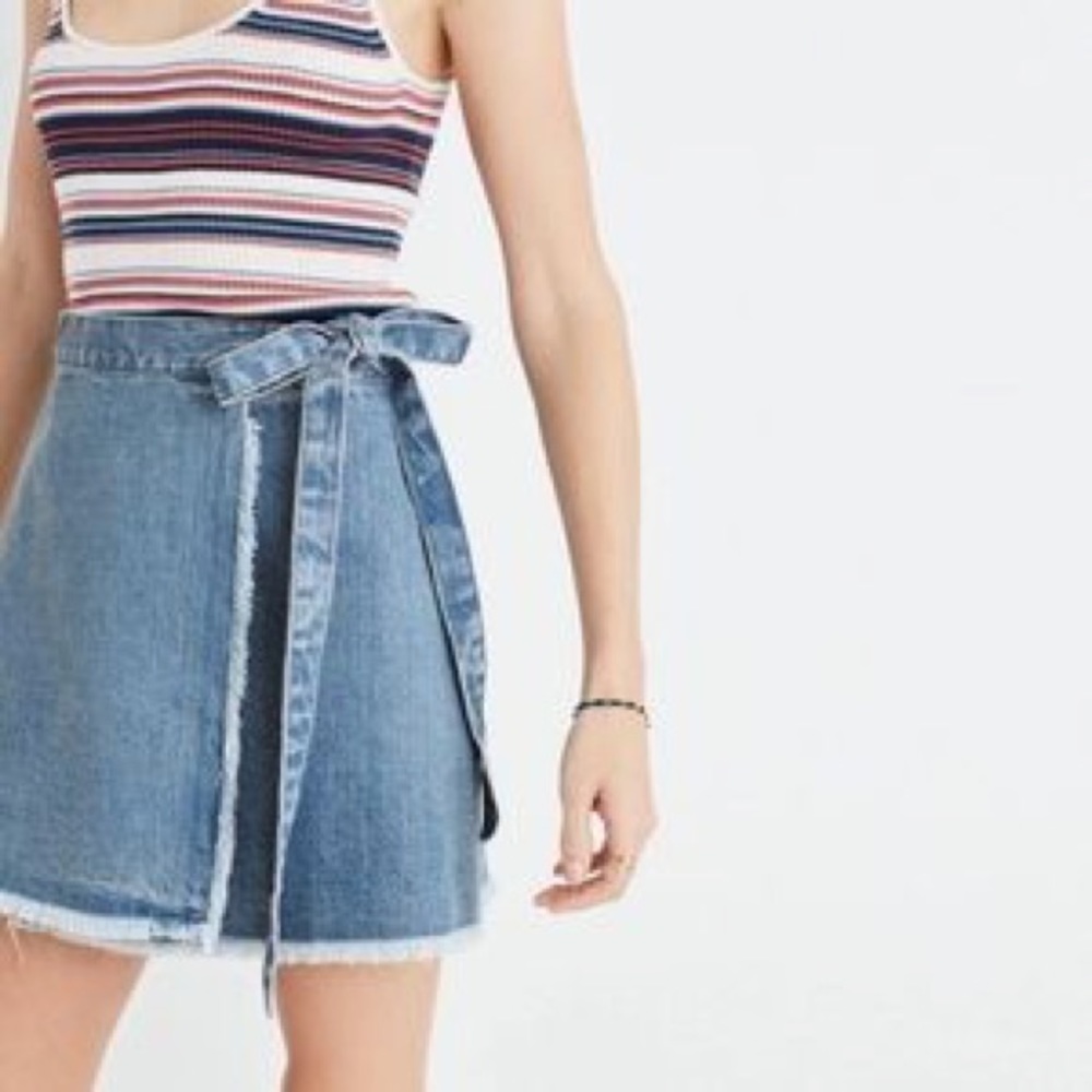 Madewell Raw Hem Denim Wrap Skirt